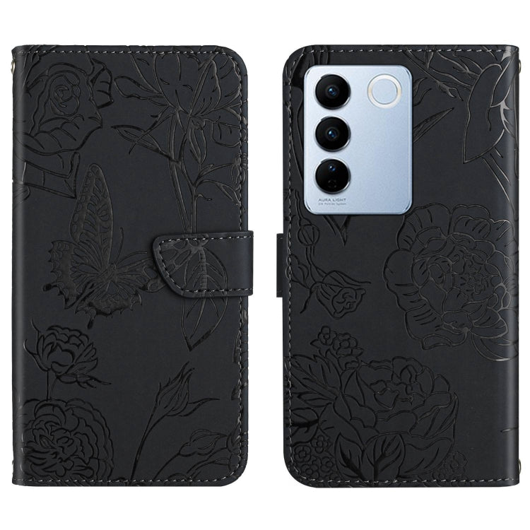 HT03 Skin Feel Butterfly Embossed Flip Leather Phone Case, For vivo Y02A 4G / Y02 4G / Y11 2023, For vivo Y56 5G Global, For vivo V27E 4G Global, For vivo Y02S Global / Y16 4G Global, For vivo Y77 5G Global / Y22S 4G Global, For vivo Y77E 5G           ...