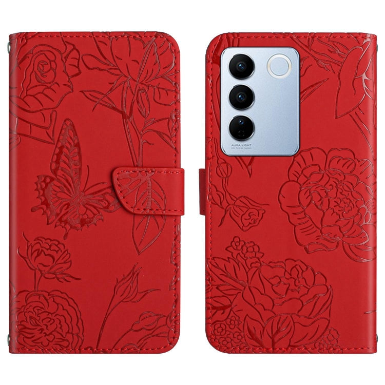 HT03 Skin Feel Butterfly Embossed Flip Leather Phone Case, For vivo Y02A 4G / Y02 4G / Y11 2023, For vivo Y56 5G Global, For vivo V27E 4G Global, For vivo Y02S Global / Y16 4G Global, For vivo Y77 5G Global / Y22S 4G Global, For vivo Y77E 5G           ...