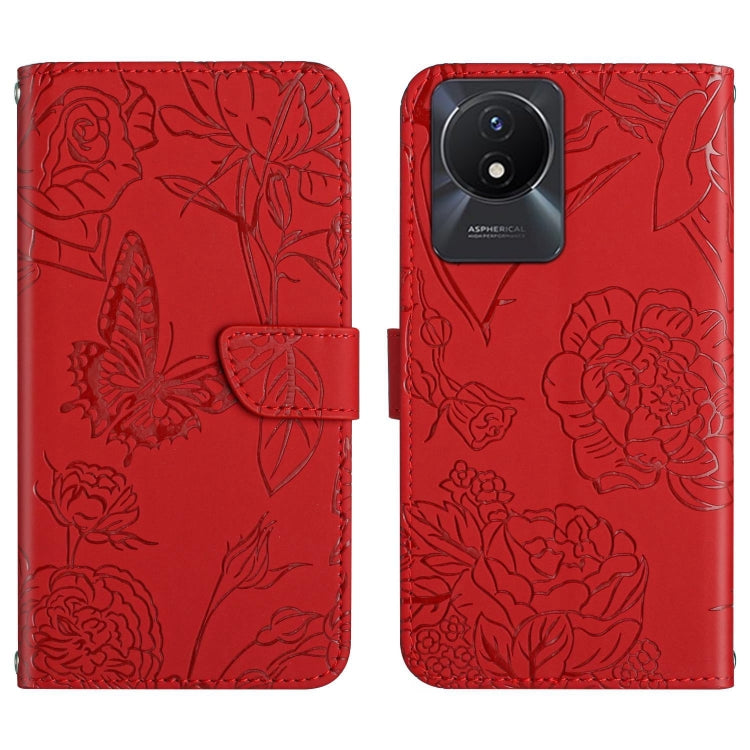 HT03 Skin Feel Butterfly Embossed Flip Leather Phone Case, For vivo Y02A 4G / Y02 4G / Y11 2023, For vivo Y56 5G Global, For vivo V27E 4G Global, For vivo Y02S Global / Y16 4G Global, For vivo Y77 5G Global / Y22S 4G Global, For vivo Y77E 5G           ...
