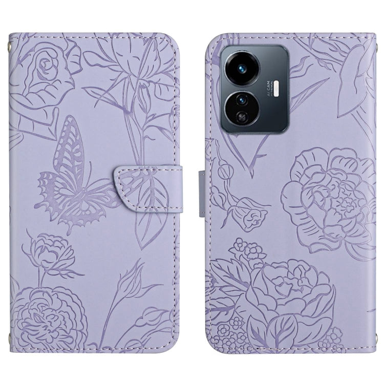 HT03 Skin Feel Butterfly Embossed Flip Leather Phone Case, For vivo Y02A 4G / Y02 4G / Y11 2023, For vivo Y56 5G Global, For vivo V27E 4G Global, For vivo Y02S Global / Y16 4G Global, For vivo Y77 5G Global / Y22S 4G Global, For vivo Y77E 5G           ...