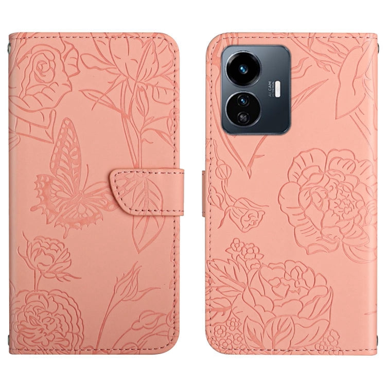 HT03 Skin Feel Butterfly Embossed Flip Leather Phone Case, For vivo Y02A 4G / Y02 4G / Y11 2023, For vivo Y56 5G Global, For vivo V27E 4G Global, For vivo Y02S Global / Y16 4G Global, For vivo Y77 5G Global / Y22S 4G Global, For vivo Y77E 5G           ...
