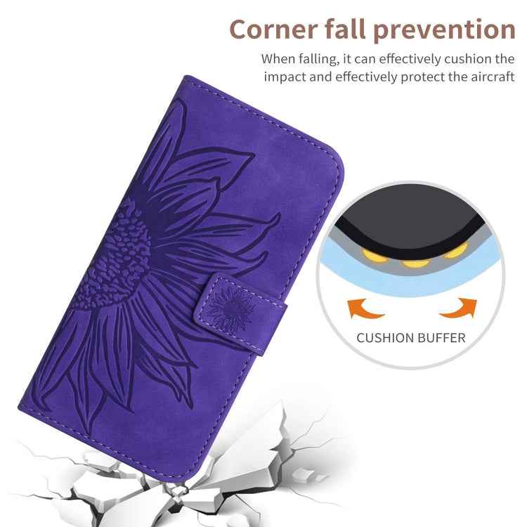 Skin Feel Sun Flower Embossed Flip Leather Phone Case with Lanyard, For Realme 11 Pro