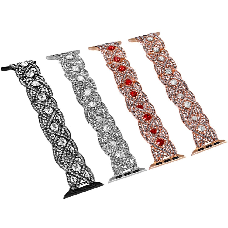 Diamonds Twist Metal Watch Band, For Apple Watch Series 10 46mm, For Apple Watch Series 10 42mm, For Apple Watch SE 2023 44mm, For Apple Watch SE 2023 40mm, For Apple Watch Ultra 2 49mm, For Apple Watch 9 45mm, For Apple Watch 9 41mm                   ...
