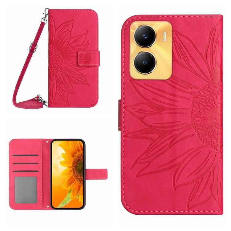 Skin Feel Sun Flower Embossed Flip Leather Phone Case with Lanyard, For vivo Y56 5G Global, For vivo Y02S Global / Y16 4G Global, For vivo Y77E 5G, For vivo Y77 5G Global / Y22S 4G Global