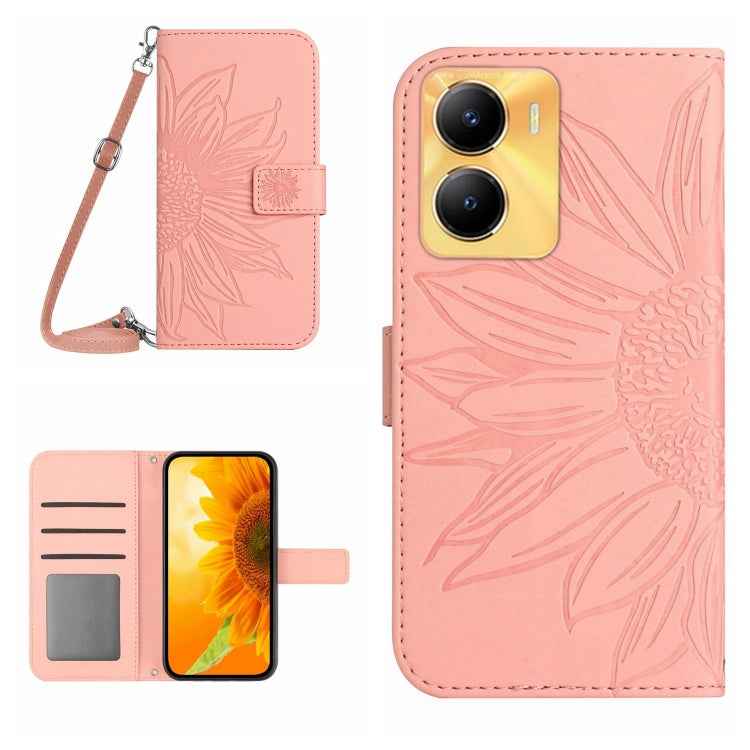 Skin Feel Sun Flower Embossed Flip Leather Phone Case with Lanyard, For vivo Y56 5G Global, For vivo Y02S Global / Y16 4G Global, For vivo Y77E 5G, For vivo Y77 5G Global / Y22S 4G Global