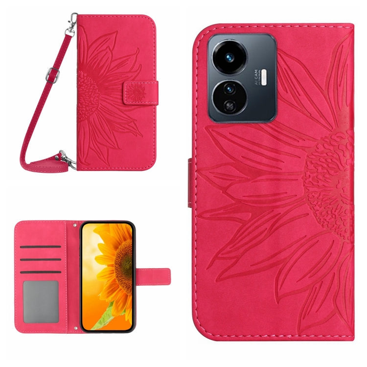 Skin Feel Sun Flower Embossed Flip Leather Phone Case with Lanyard, For vivo Y56 5G Global, For vivo Y02S Global / Y16 4G Global, For vivo Y77E 5G, For vivo Y77 5G Global / Y22S 4G Global