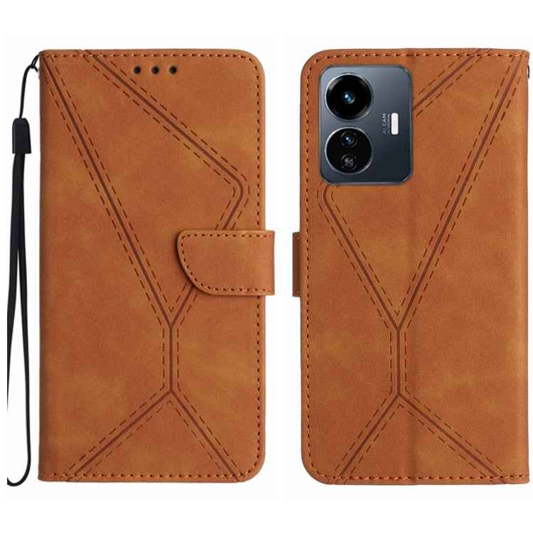 Stitching Embossed Leather Phone Case, For vivo Y22 4G Global / Y35 4G Global