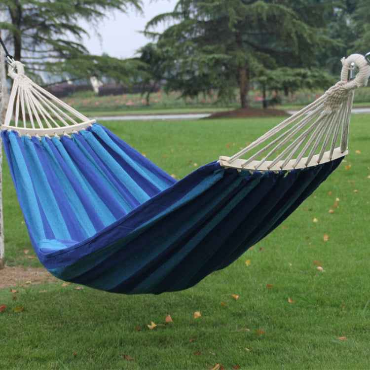 Outdoor Double Thickened Canvas Hammock Indoor Swing with Detachable Curved Rod, 200x100cm