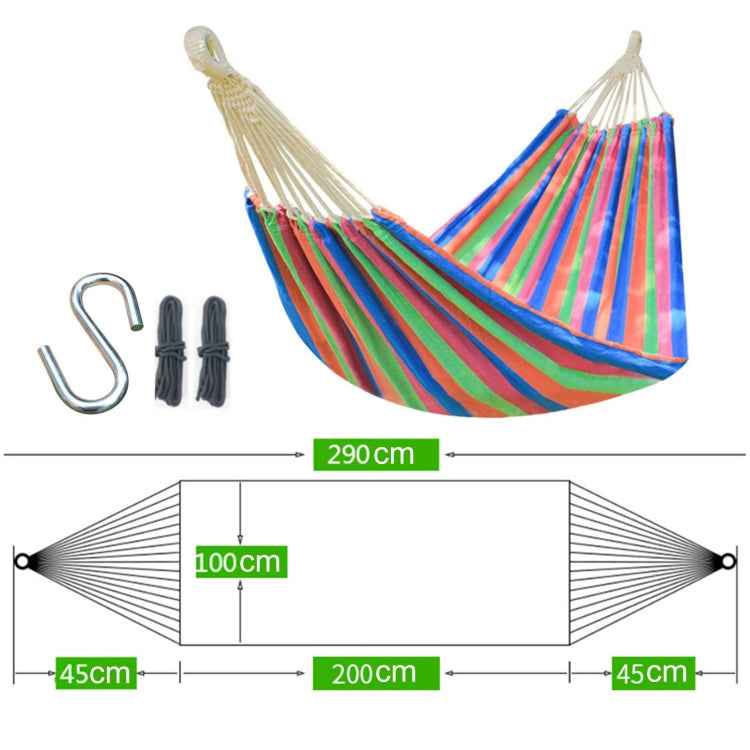 Outdoor Double Thickened Canvas Hammock Indoor Swing with Detachable Curved Rod, 200x100cm
