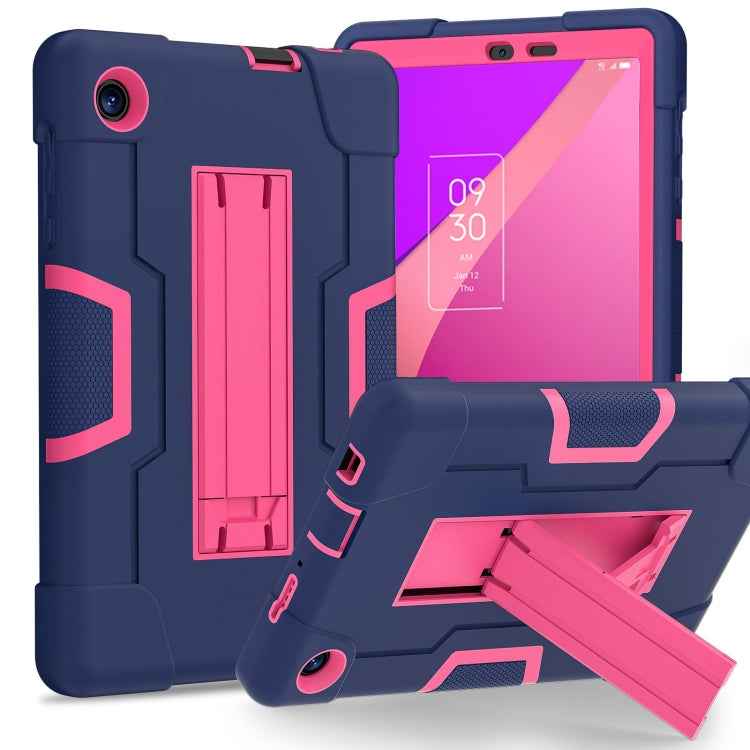 Contrast Color Silicone Hybrid PC Tablet Case with Holder