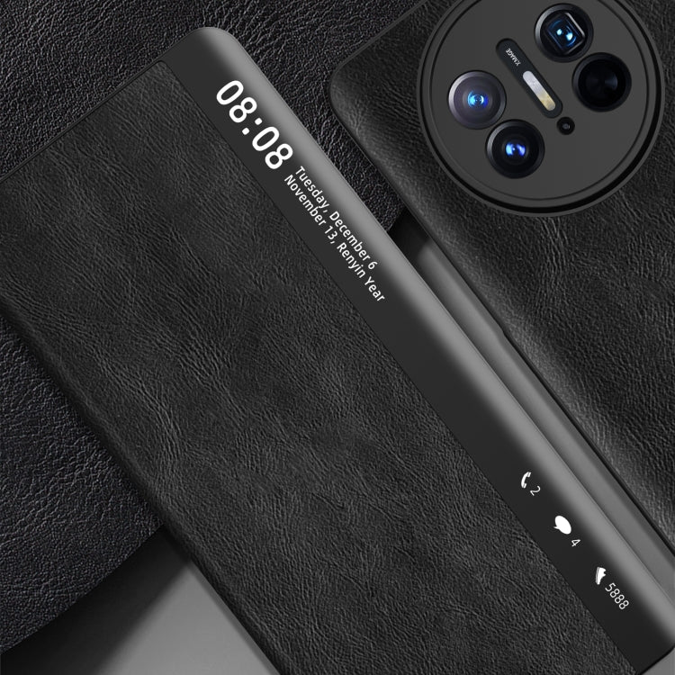 Retro Magnetic Side Window View Leather Smart Phone Case