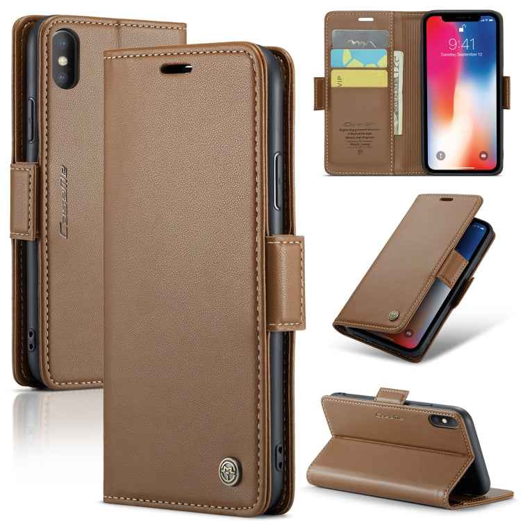 CaseMe 023 Butterfly Buckle Litchi Texture RFID Anti-theft Leather Phone Case, For iPhone 11 Pro, For iPhone 11 Pro Max, For iPhone XS Max, For iPhone XS, For iPhone XR, For iPhone SE 2022/SE 2020/6/7/8, For iPhone 6 Plus/7 Plus/8 Plus