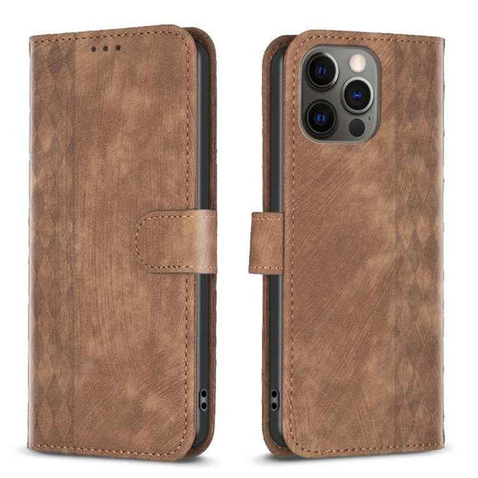 Plaid Embossed Leather Phone Case, For iPhone 12 / 12 Pro, For iPhone 12 Pro Max, For iPhone 11, For iPhone 11 Pro, For iPhone 15 Plus, For iPhone 11 Pro Max, For iPhone X / XS, For iPhone XR, For iPhone XS Max