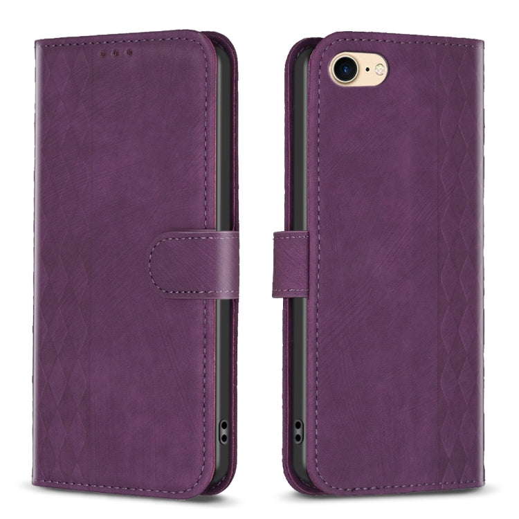 Plaid Embossed Leather Phone Case, For iPhone 15, For iPhone SE 2022 / 7 / 8, For iPhone 7 Plus / 8 Plus