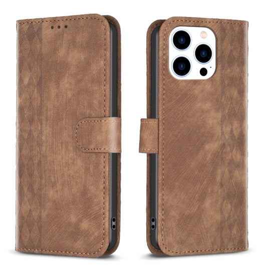 Plaid Embossed Leather Phone Case, For iPhone 15 Pro Max, For iPhone 14, For iPhone 14 Plus, For iPhone 14 Pro, For iPhone 14 Pro Max, For iPhone 13, For iPhone 15 Pro, For iPhone 13 Pro, For iPhone 13 Pro Max