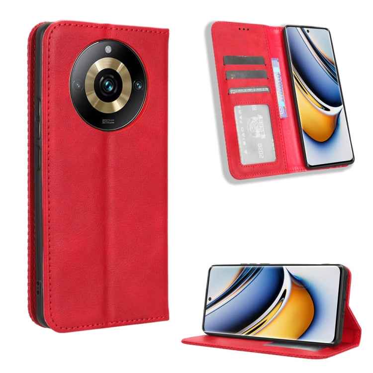 Magnetic Buckle Retro Texture Leather Phone Case, For Realme C53 / Narzo N53 4G, For Realme 11 5G, For Realme 11 Pro / 11 Pro+, For Realme C65 4G, For Realme GT Neo5 SE
