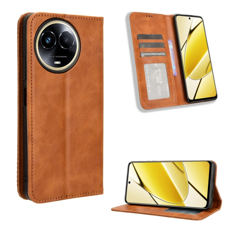 Magnetic Buckle Retro Texture Leather Phone Case, For Realme 12+ 5G, For Realme Note 50 4G, For Realme 12 Pro / Pro+ 5G, For Realme C67 4G, For Realme 11 4G Foreign, For Realme GT5 5G, For Realme 11 5G Foreign / 11X, For Realme C53 / Narzo N53 4G      ...