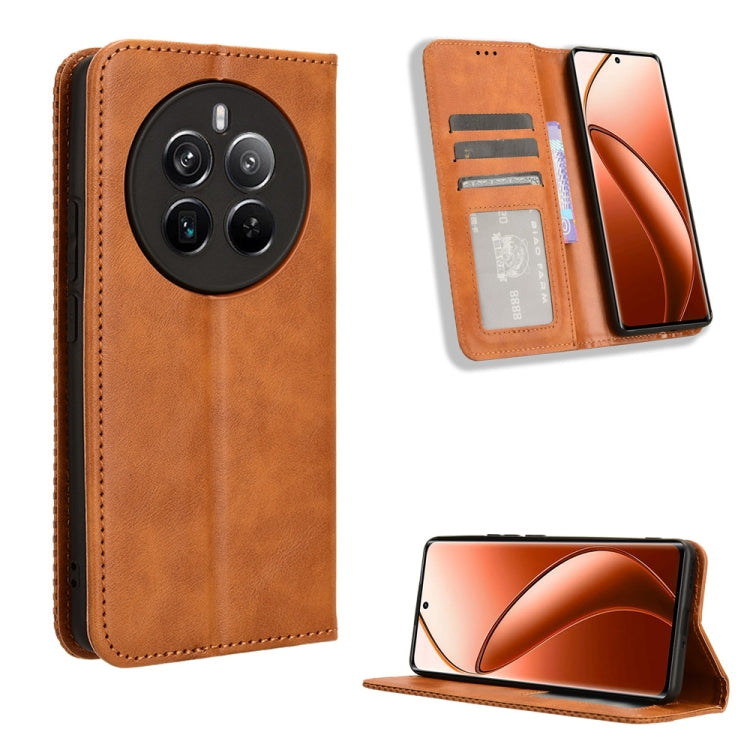 Magnetic Buckle Retro Texture Leather Phone Case, For Realme C63 4G / C61 4G / Narzo N63 4G, For Realme 12 Lite 4G, For Realme GT Neo6 SE 5G, For Realme 12 / 12X 5G, For Realme Narzo 70 Pro 5G, For Realme 12+ 5G, For Realme Note 50 4G                  ...