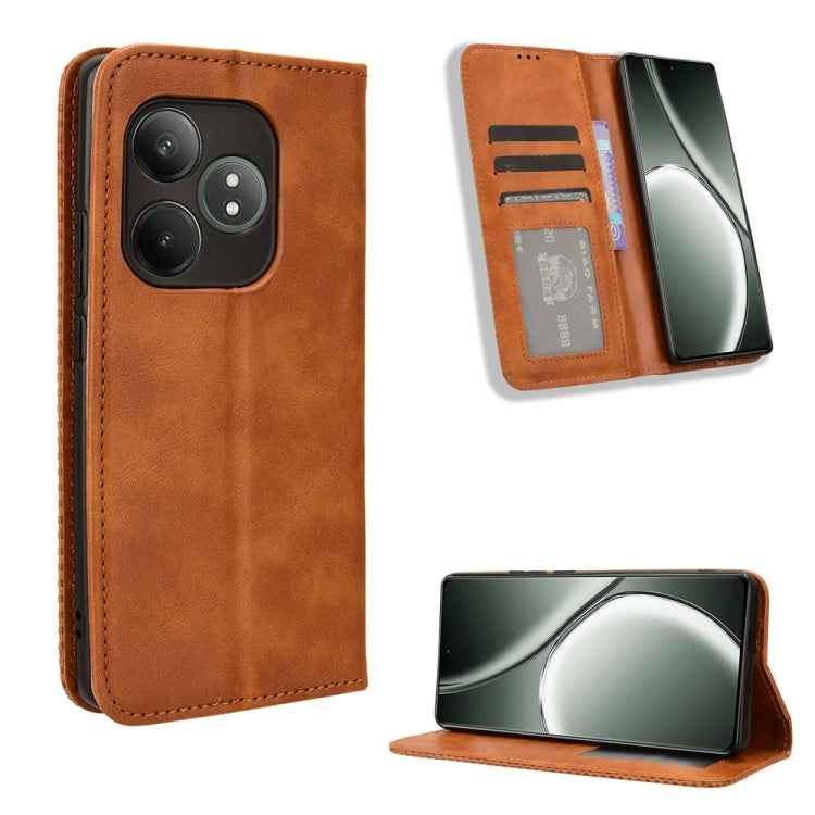 Magnetic Buckle Retro Texture Leather Phone Case, For Realme C63 4G / C61 4G / Narzo N63 4G, For Realme 12 Lite 4G, For Realme GT Neo6 SE 5G, For Realme 12 / 12X 5G, For Realme Narzo 70 Pro 5G, For Realme 12+ 5G, For Realme Note 50 4G                  ...