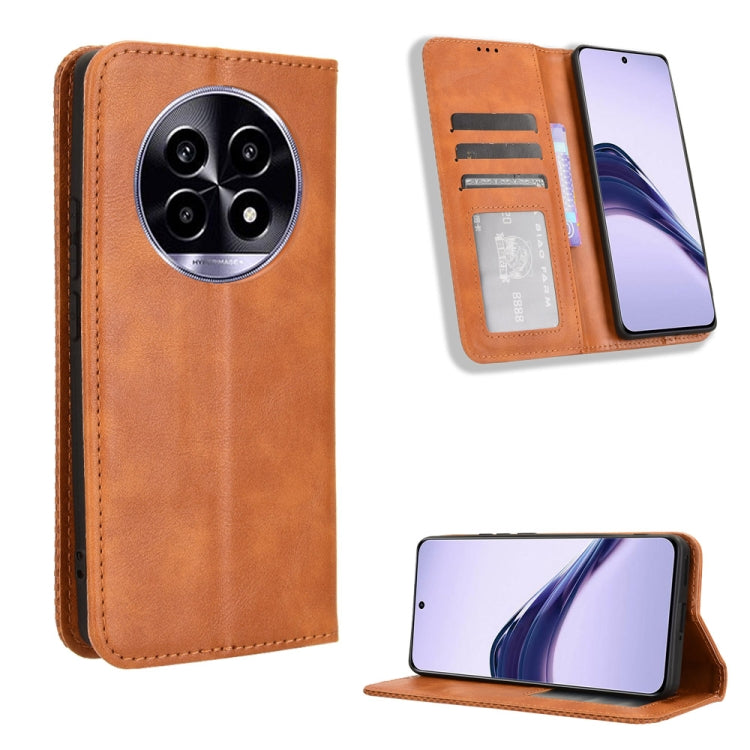 Magnetic Buckle Retro Texture Leather Phone Case, For Realme 14 Pro Lite 5G, For Realme P3 Pro 5G, For Realme 14 Pro+ 5G, For Realme 14 Pro 5G, For Realme C75 4G, For Realme GT 7 Pro 5G, For Realme 13+ 5G Global, For Realme 13 Pro 5G / 13 Pro+ 5G      ...