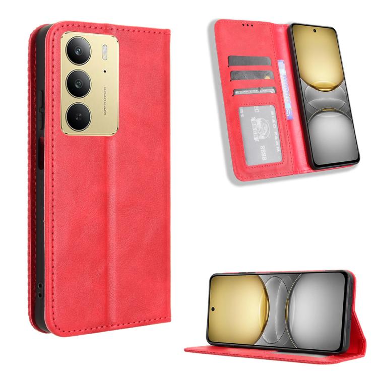 Magnetic Buckle Retro Texture Leather Phone Case, For Realme 14 Pro Lite 5G, For Realme P3 Pro 5G, For Realme 14 Pro+ 5G, For Realme 14 Pro 5G, For Realme C75 4G, For Realme GT 7 Pro 5G, For Realme 13+ 5G Global, For Realme 13 Pro 5G / 13 Pro+ 5G      ...