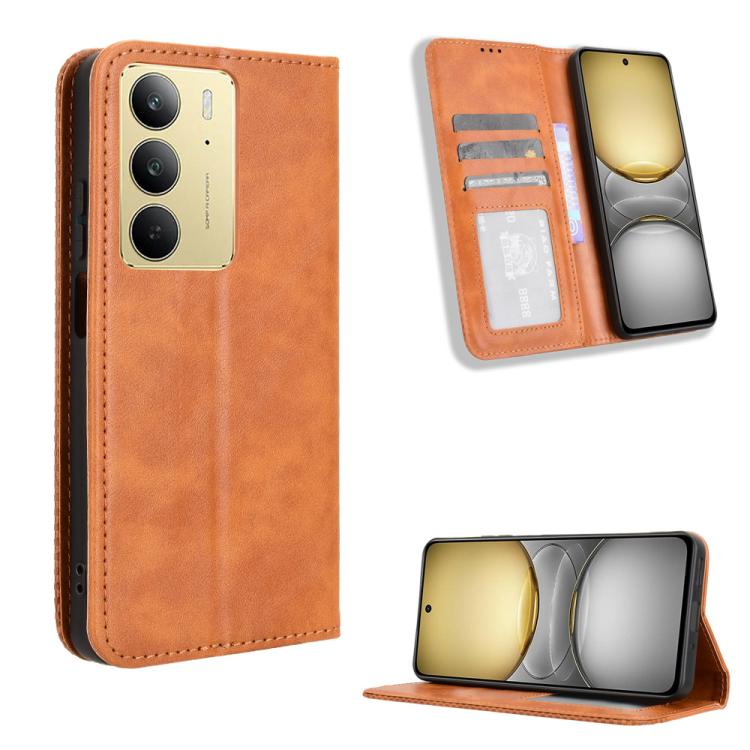 Magnetic Buckle Retro Texture Leather Phone Case, For Realme 14 Pro Lite 5G, For Realme P3 Pro 5G, For Realme 14 Pro+ 5G, For Realme 14 Pro 5G, For Realme C75 4G, For Realme GT 7 Pro 5G, For Realme 13+ 5G Global, For Realme 13 Pro 5G / 13 Pro+ 5G      ...