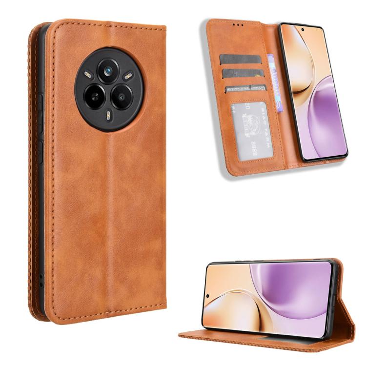 Magnetic Buckle Retro Texture Leather Phone Case, For Realme 14 Pro Lite 5G, For Realme P3 Pro 5G, For Realme 14 Pro+ 5G, For Realme 14 Pro 5G, For Realme C75 4G, For Realme GT 7 Pro 5G, For Realme 13+ 5G Global, For Realme 13 Pro 5G / 13 Pro+ 5G      ...