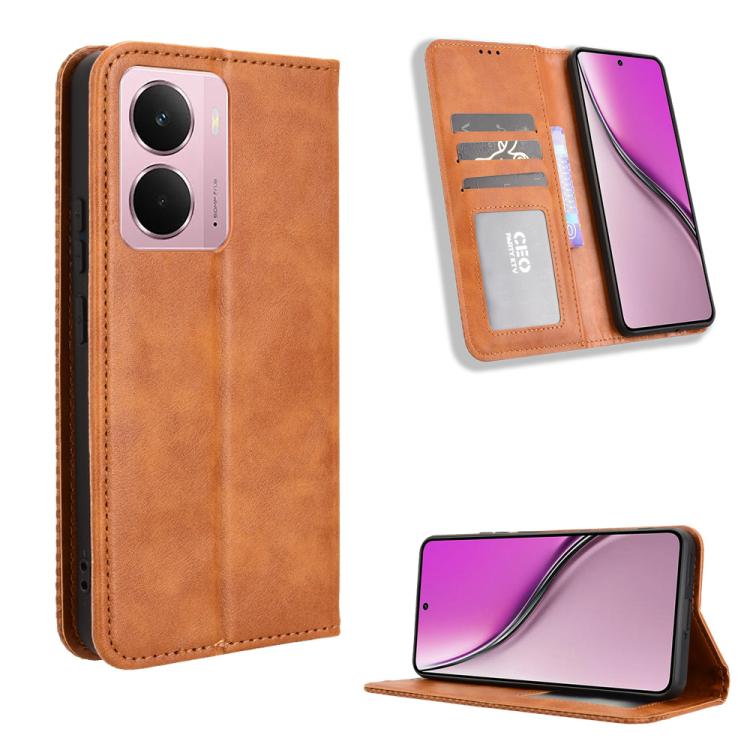 Magnetic Buckle Retro Texture Leather Phone Case, For Realme 15T 5G, For Realme C71 4G India / Note 70T 4G, For Realme 15 5G / 15 Pro 5G, For Realme 15 SEA, For Realme C71 4G, For Realme GT 7 5G, For Realme 14x 5G Malaysia / V70, For Realme 14 5G      ...