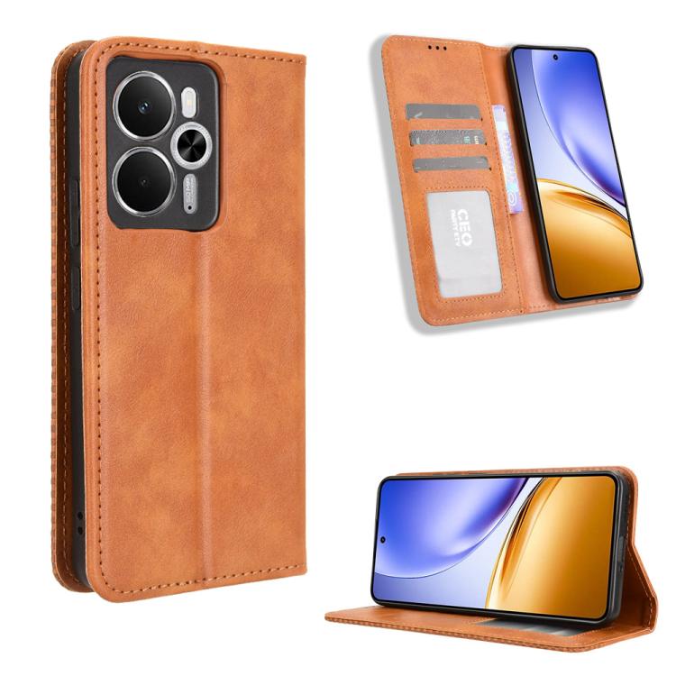 Magnetic Buckle Retro Texture Leather Phone Case, For Realme 15T 5G, For Realme C71 4G India / Note 70T 4G, For Realme 15 5G / 15 Pro 5G, For Realme 15 SEA, For Realme C71 4G, For Realme GT 7 5G, For Realme 14x 5G Malaysia / V70, For Realme 14 5G      ...