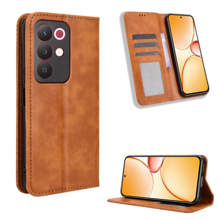 Magnetic Buckle Retro Texture Leather Phone Case, For Realme C100 4G, For Realme C83 5G / P4 Lite 5G, For Realme P4 Power 5G, For Realme Note 80 4G, For Realme 16 5G, For Realme 16 Pro+ 5G, For Realme 16 Pro 5G, For Realme P4x 5G                       ...