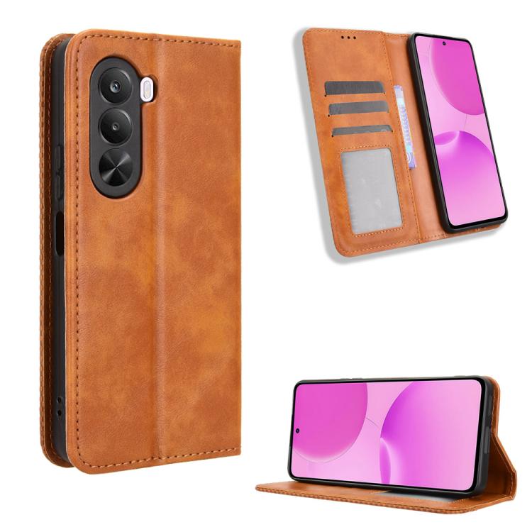 Magnetic Buckle Retro Texture Leather Phone Case, For Realme C100 4G, For Realme C83 5G / P4 Lite 5G, For Realme P4 Power 5G, For Realme Note 80 4G, For Realme 16 5G, For Realme 16 Pro+ 5G, For Realme 16 Pro 5G, For Realme P4x 5G                       ...