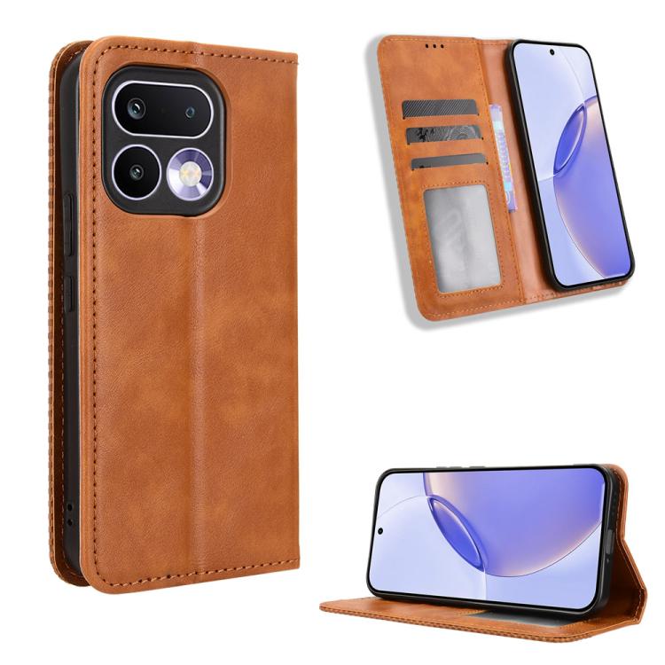Magnetic Buckle Retro Texture Leather Phone Case, For Realme C100 4G, For Realme C83 5G / P4 Lite 5G, For Realme P4 Power 5G, For Realme Note 80 4G, For Realme 16 5G, For Realme 16 Pro+ 5G, For Realme 16 Pro 5G, For Realme P4x 5G                       ...