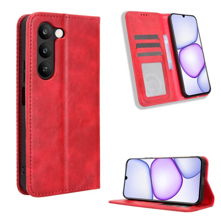 Magnetic Buckle Retro Texture Leather Phone Case, For Realme C100 4G, For Realme C83 5G / P4 Lite 5G, For Realme P4 Power 5G, For Realme Note 80 4G, For Realme 16 5G, For Realme 16 Pro+ 5G, For Realme 16 Pro 5G, For Realme P4x 5G                       ...