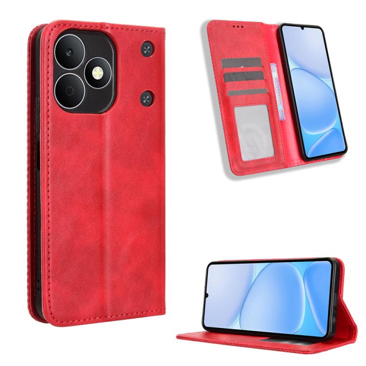 Magnetic Buckle Retro Texture Leather Phone Case, For Realme C100 4G, For Realme C83 5G / P4 Lite 5G, For Realme P4 Power 5G, For Realme Note 80 4G, For Realme 16 5G, For Realme 16 Pro+ 5G, For Realme 16 Pro 5G, For Realme P4x 5G                       ...