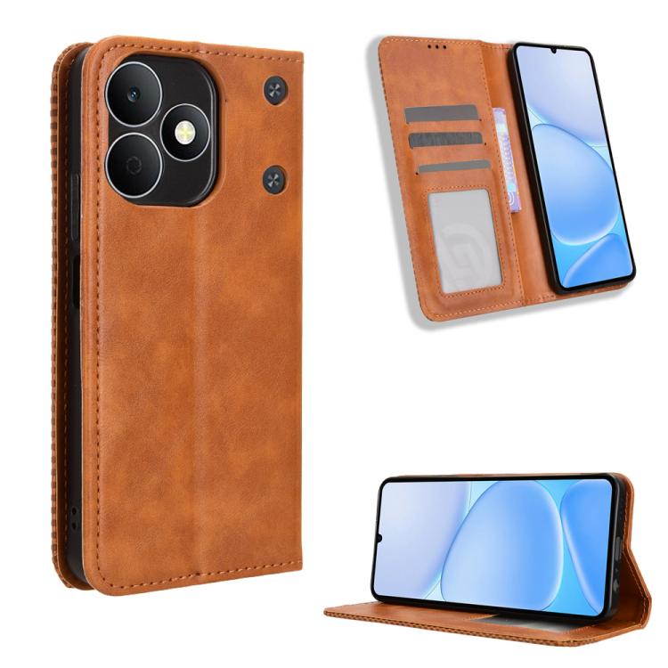 Magnetic Buckle Retro Texture Leather Phone Case, For Realme C100 4G, For Realme C83 5G / P4 Lite 5G, For Realme P4 Power 5G, For Realme Note 80 4G, For Realme 16 5G, For Realme 16 Pro+ 5G, For Realme 16 Pro 5G, For Realme P4x 5G                       ...