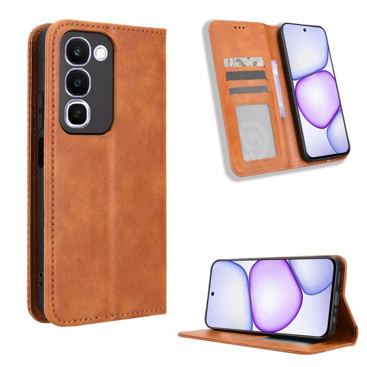 Magnetic Buckle Retro Texture Leather Phone Case, For Realme C100 4G, For Realme C83 5G / P4 Lite 5G, For Realme P4 Power 5G, For Realme Note 80 4G, For Realme 16 5G, For Realme 16 Pro+ 5G, For Realme 16 Pro 5G, For Realme P4x 5G                       ...