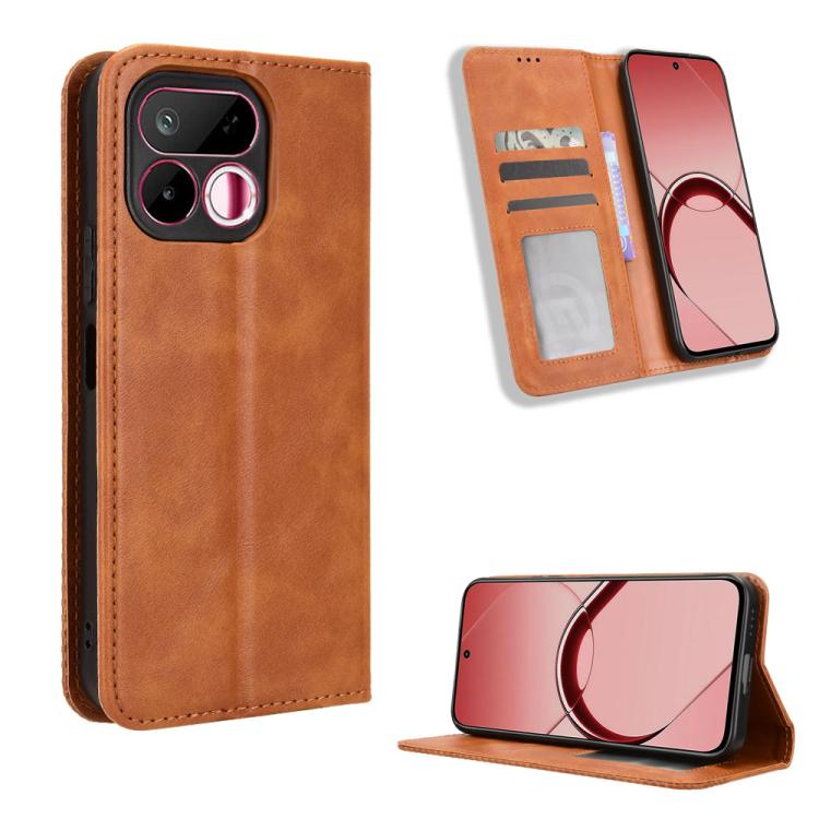 Magnetic Buckle Retro Texture Leather Phone Case, For Realme 16T 5G, For Realme C100i 4G / C100x 4G, For Realme C100 4G, For Realme C83 5G / P4 Lite 5G, For Realme P4 Power 5G, For Realme Note 80 4G, For Realme 16 5G, For Realme 16 Pro+ 5G             ...