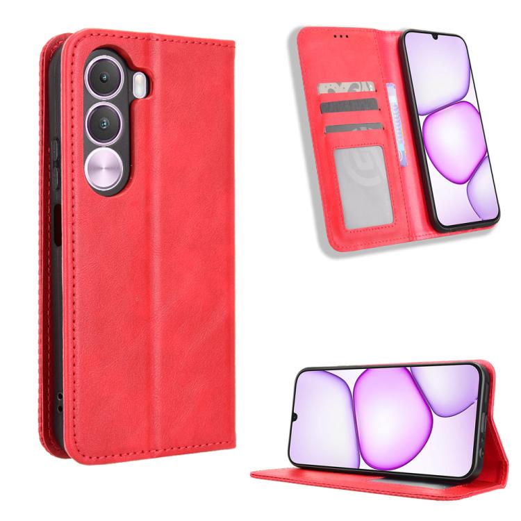 Magnetic Buckle Retro Texture Leather Phone Case, For Realme 16T 5G, For Realme C100i 4G / C100x 4G, For Realme C100 4G, For Realme C83 5G / P4 Lite 5G, For Realme P4 Power 5G, For Realme Note 80 4G, For Realme 16 5G, For Realme 16 Pro+ 5G             ...