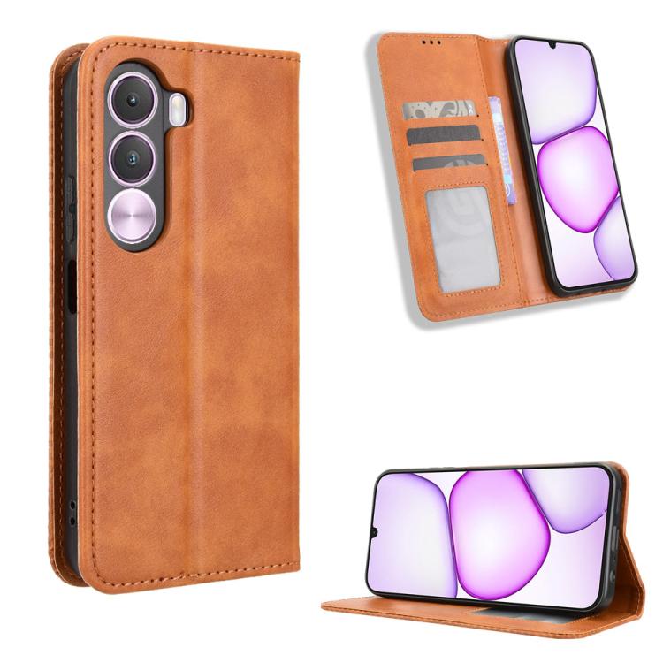 Magnetic Buckle Retro Texture Leather Phone Case, For Realme 16T 5G, For Realme C100i 4G / C100x 4G, For Realme C100 4G, For Realme C83 5G / P4 Lite 5G, For Realme P4 Power 5G, For Realme Note 80 4G, For Realme 16 5G, For Realme 16 Pro+ 5G             ...