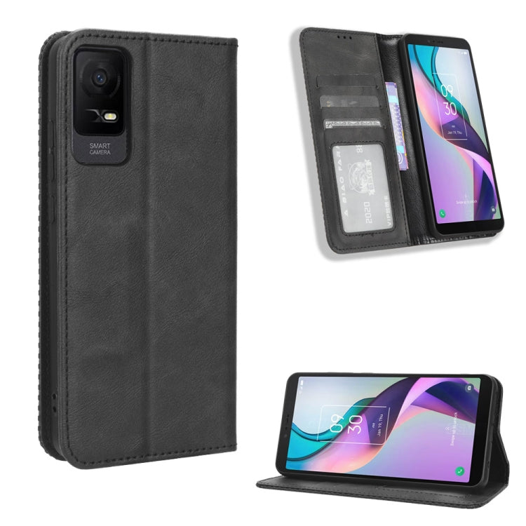 Magnetic Buckle Retro Texture Leather Phone Case, For TCL 50 XL 5G, For TCL 50 5G, For TCL 50 SE 4G, For TCL 501 4G, For TCL 505 4G, For TCL 502, For TCL 40 XE 5G / 40 NxtPaper 5G, For TCL 40 NxtPaper 4G, For TCL 40 XE 5G, For TCL 40 XL, For TCL ION X