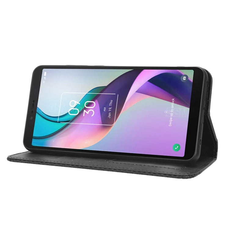 Magnetic Buckle Retro Texture Leather Phone Case, For TCL ION X
