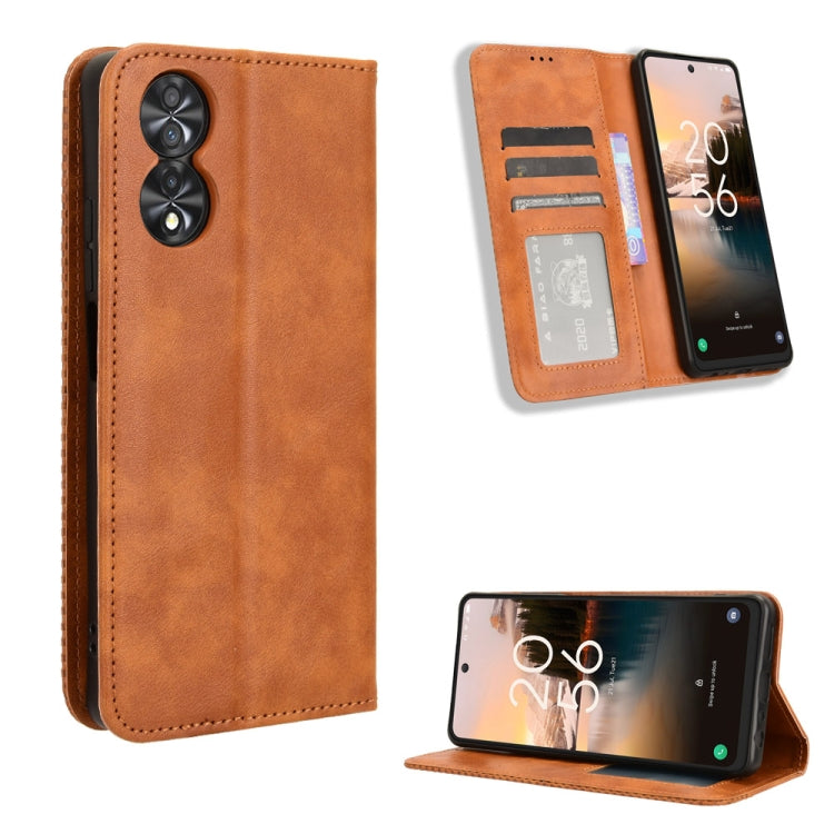 Magnetic Buckle Retro Texture Leather Phone Case, For TCL 50 XL 5G, For TCL 50 5G, For TCL 50 SE 4G, For TCL 501 4G, For TCL 505 4G, For TCL 502, For TCL 40 XE 5G / 40 NxtPaper 5G, For TCL 40 NxtPaper 4G, For TCL 40 XE 5G, For TCL 40 XL, For TCL ION X