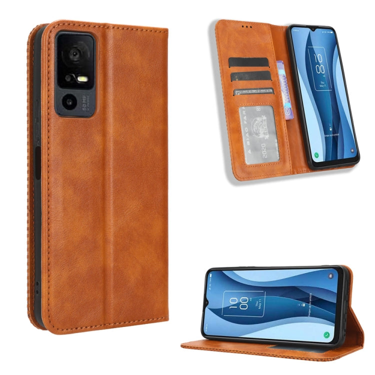 Magnetic Buckle Retro Texture Leather Phone Case, For TCL 50 XL 5G, For TCL 50 5G, For TCL 50 SE 4G, For TCL 501 4G, For TCL 505 4G, For TCL 502, For TCL 40 XE 5G / 40 NxtPaper 5G, For TCL 40 NxtPaper 4G, For TCL 40 XE 5G, For TCL 40 XL, For TCL ION X