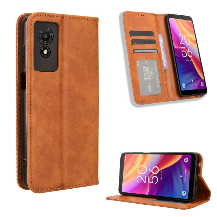 Magnetic Buckle Retro Texture Leather Phone Case, For TCL 50 LE, For TCL 50 XL 5G, For TCL 50 5G, For TCL 50 SE 4G, For TCL 501 4G, For TCL 505 4G, For TCL 502, For TCL 40 XE 5G / 40 NxtPaper 5G, For TCL 40 NxtPaper 4G, For TCL 40 XE 5G, For TCL 40 XL ...
