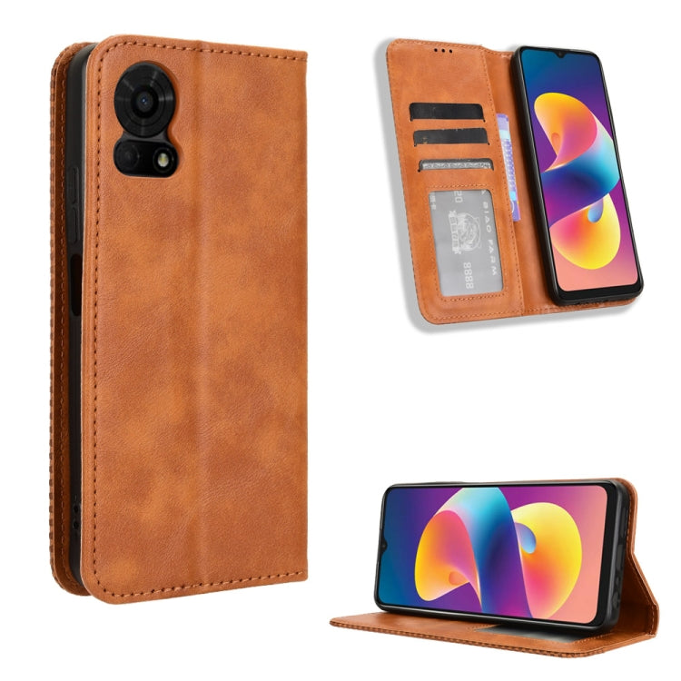 Magnetic Buckle Retro Texture Leather Phone Case, For TCL 50 LE, For TCL 50 XL 5G, For TCL 50 5G, For TCL 50 SE 4G, For TCL 501 4G, For TCL 505 4G, For TCL 502, For TCL 40 XE 5G / 40 NxtPaper 5G, For TCL 40 NxtPaper 4G, For TCL 40 XE 5G, For TCL 40 XL ...