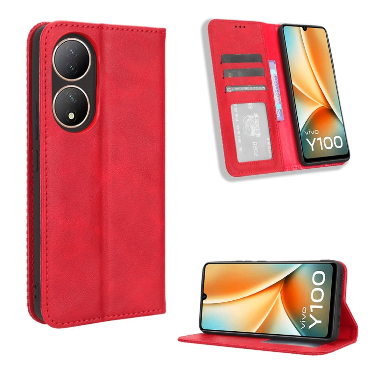 Magnetic Buckle Retro Texture Leather Phone Case, For vivo Y17s 4G, For vivo V29e 5G, For vivo Y27 / Y36 5G / 4G, For vivo Y35+ 5G, For vivo S17 5G / S17 Pro, For vivo S17e, For vivo Y78 Plus, For vivo Y16 / iQOO Z7i, For vivo Y100 5G                  ...