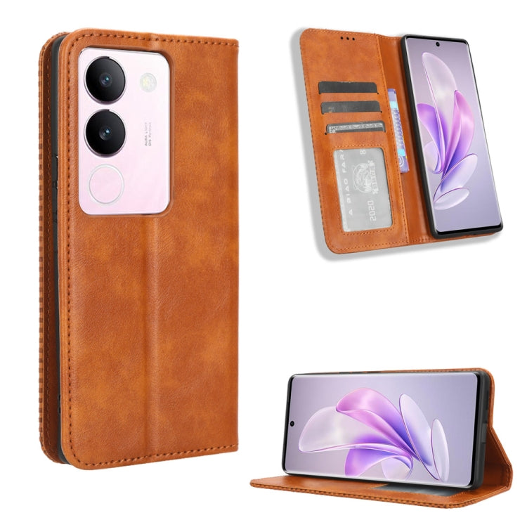 Magnetic Buckle Retro Texture Leather Phone Case, For vivo Y17s 4G, For vivo V29e 5G, For vivo Y27 / Y36 5G / 4G, For vivo Y35+ 5G, For vivo S17 5G / S17 Pro, For vivo S17e, For vivo Y78 Plus, For vivo Y16 / iQOO Z7i, For vivo Y100 5G                  ...