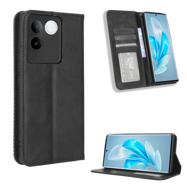 Magnetic Buckle Retro Texture Leather Phone Case, For vivo Y17s 4G, For vivo V29e 5G, For vivo Y27 / Y36 5G / 4G, For vivo Y35+ 5G, For vivo S17 5G / S17 Pro, For vivo S17e, For vivo Y78 Plus, For vivo Y16 / iQOO Z7i, For vivo Y100 5G                  ...