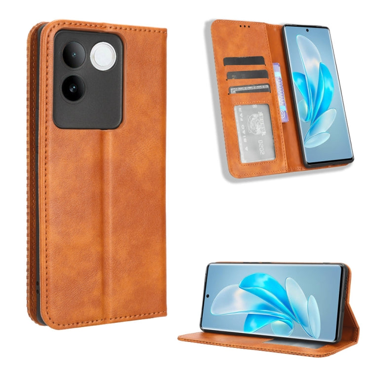 Magnetic Buckle Retro Texture Leather Phone Case, For vivo Y17s 4G, For vivo V29e 5G, For vivo Y27 / Y36 5G / 4G, For vivo Y35+ 5G, For vivo S17 5G / S17 Pro, For vivo S17e, For vivo Y78 Plus, For vivo Y16 / iQOO Z7i, For vivo Y100 5G                  ...