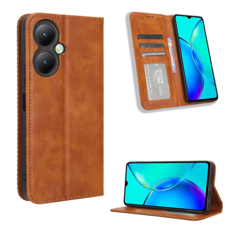 Magnetic Buckle Retro Texture Leather Phone Case, For vivo Y17s 4G, For vivo V29e 5G, For vivo Y27 / Y36 5G / 4G, For vivo Y35+ 5G, For vivo S17 5G / S17 Pro, For vivo S17e, For vivo Y78 Plus, For vivo Y16 / iQOO Z7i, For vivo Y100 5G                  ...